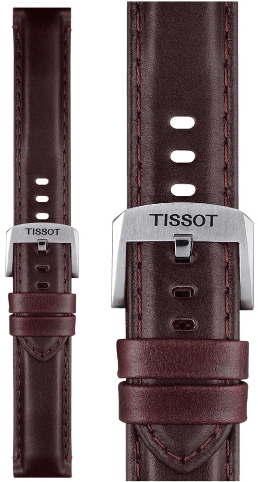 TISSOT Official 20mm Brown Leather Strap Silver Hardware T852046836 - 