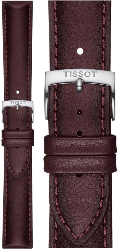 TISSOT Official 20-18mm Brown Leather Strap Silver Hardware T852046838 - 
