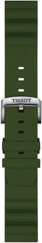 TISSOT Official 22mm Olive Green Silicone Strap Silver Hardware T852047177 - 3