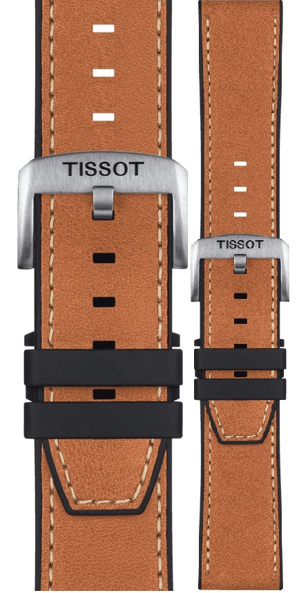TISSOT Official 23-22mm Brown Leather & Rubber Parts Strap T852047777 - 