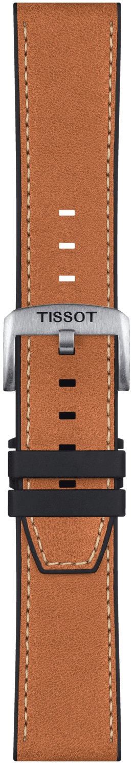 TISSOT Official 23-22mm Brown Leather & Rubber Parts Strap T852047777 - 3