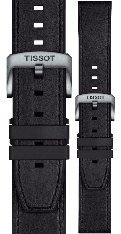 TISSOT Official 23-22mm Black Leather & Rubber Parts Strap T852047779 - 1