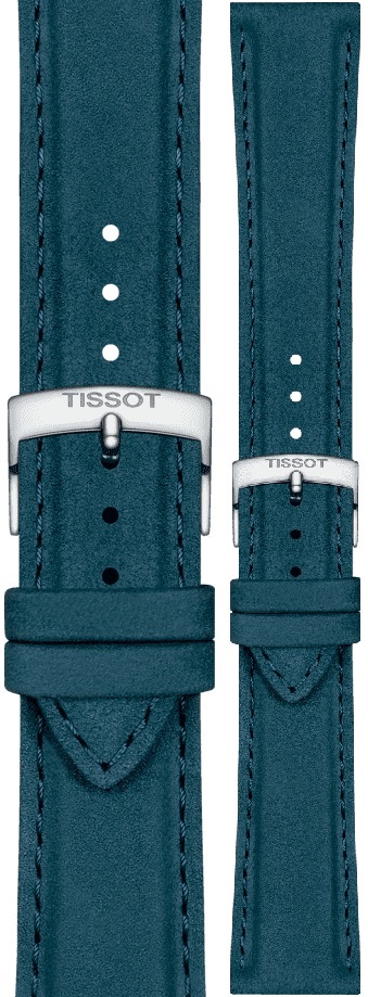 TISSOT Official 21-18mm Blue Leather Strap Silver Hardware T852048227 - 1