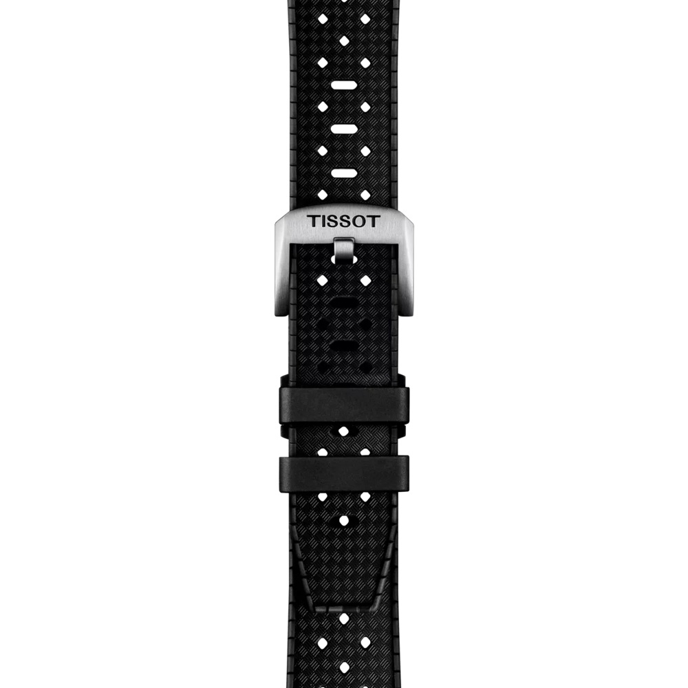 TISSOT Official 20-18mm Black Rubber Strap With Silver Hardware T852049628 - 2