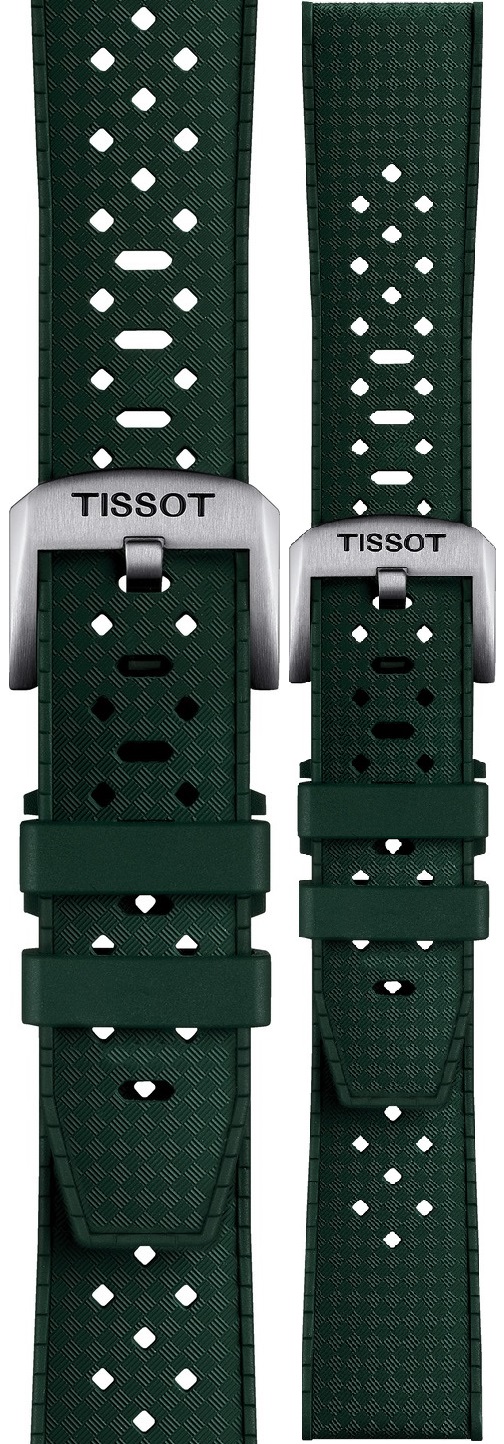 TISSOT Official 20-18mm Green Rubber Strap With Silver Hardware T852049961 - 