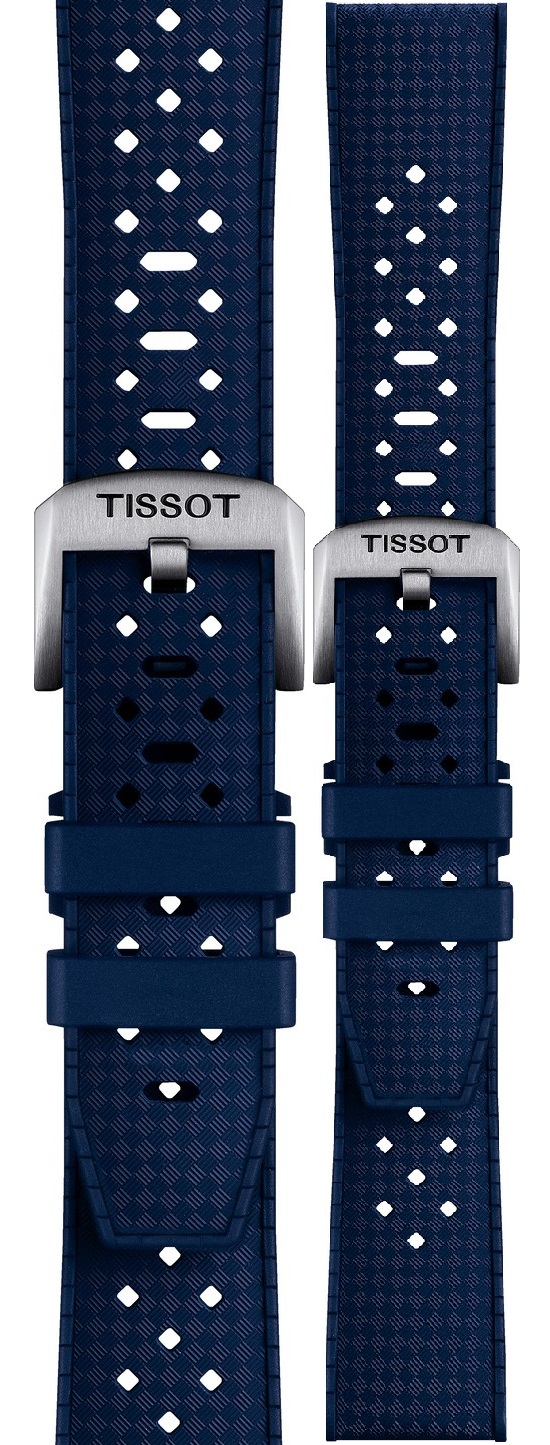 TISSOT Official 20-18mm Blue Rubber Strap With Silver Hardware T852049963 - 