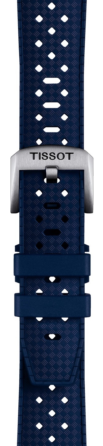 TISSOT Official 20-18mm Blue Rubber Strap With Silver Hardware T852049963 - 