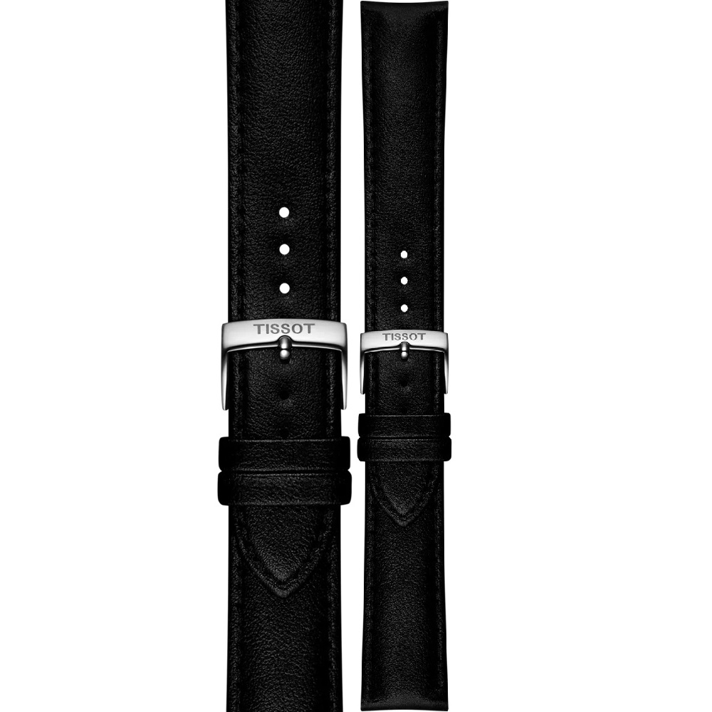 TISSOT Official 20-18mm Black Synthetic Vegan Strap Silver Hardware T852050321 - 