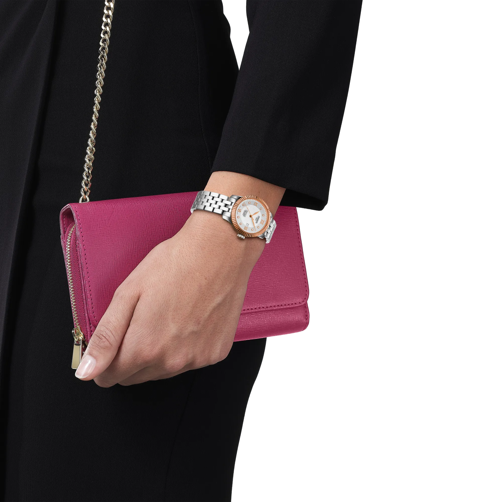 TISSOT Le Locle Automatic Lady's Silver Dial with Diamonds 29mm Rose Gold 18K Bezel Stainless Steel Bracelet T932.207.41.036.00 - 5