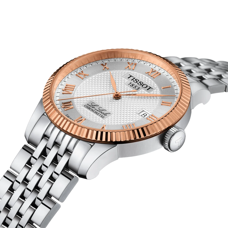 TISSOT Le Locle COSC Powermatic 80 Silver Dial 39.3mm Rose Gold 18K Bezel Stainless Steel Bracelet T932.408.41.033.00 - 6