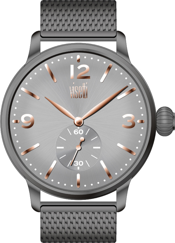Visetti Aviator Three Hands 45mm Gray Stainless Steel Mesh Bracelet TB-677GU - 