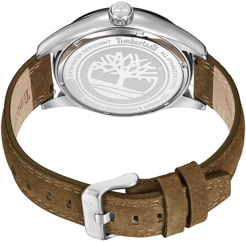 TIMBERLAND Calverton 46mm Silver Stainless Steel Brown Leather Strap TDWGA2201201 - 3