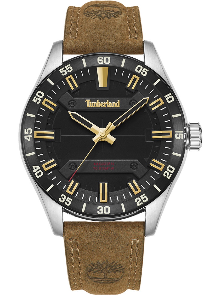 TIMBERLAND Calverton 46mm Silver Stainless Steel Brown Leather Strap TDWGA2201201 - 1