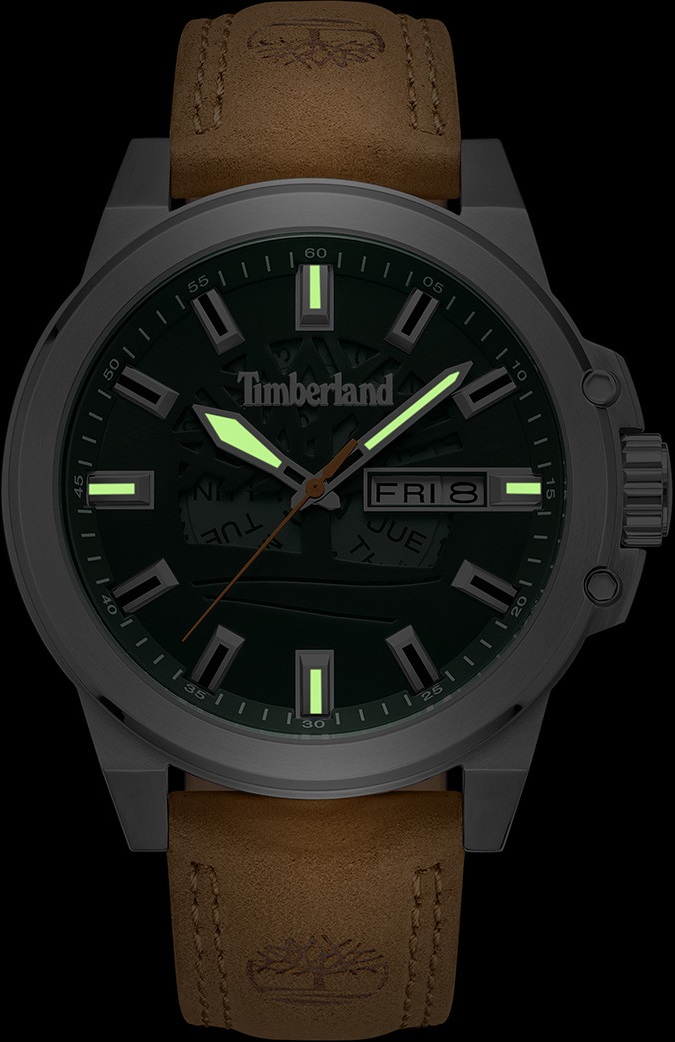 TIMBERLAND Canfield 46mm Silver Stainless Steel Beige Leather Strap TDWGB0040802 - 2