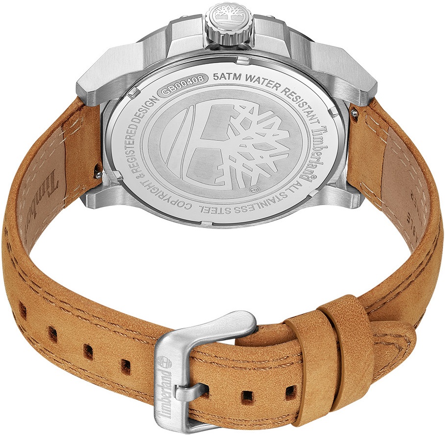 TIMBERLAND Canfield 46mm Silver Stainless Steel Beige Leather Strap TDWGB0040802 - 4