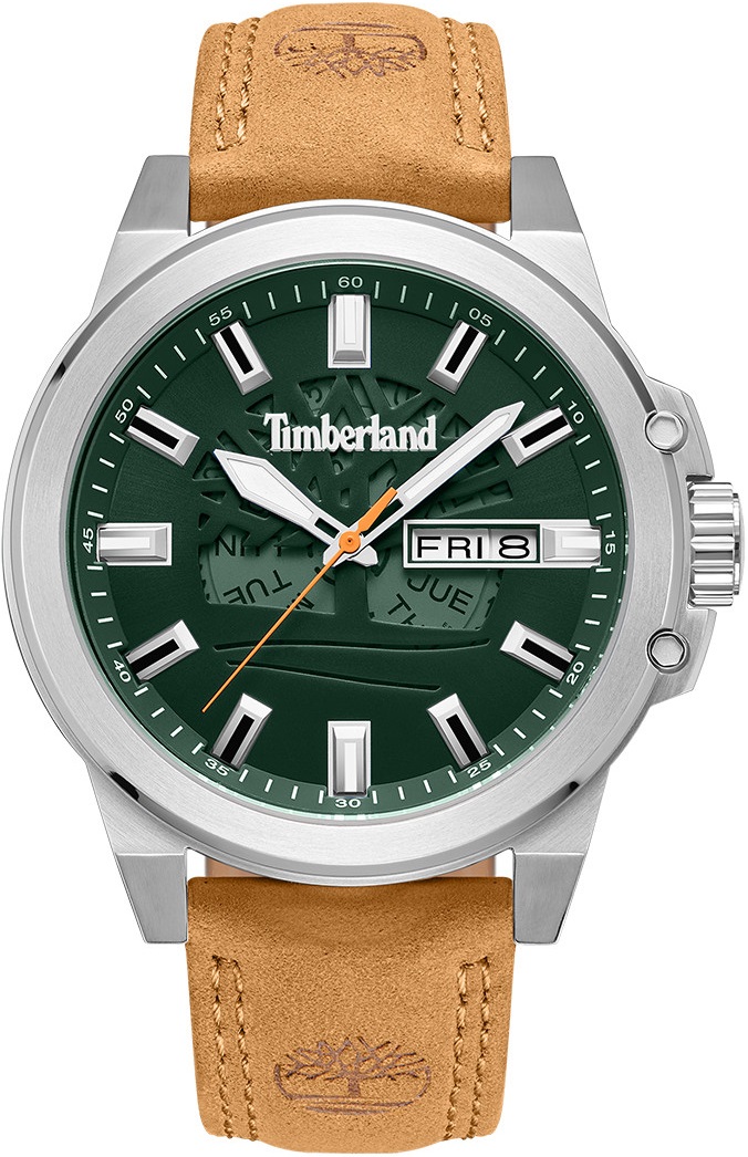 TIMBERLAND Canfield 46mm Silver Stainless Steel Beige Leather Strap TDWGB0040802 - 1
