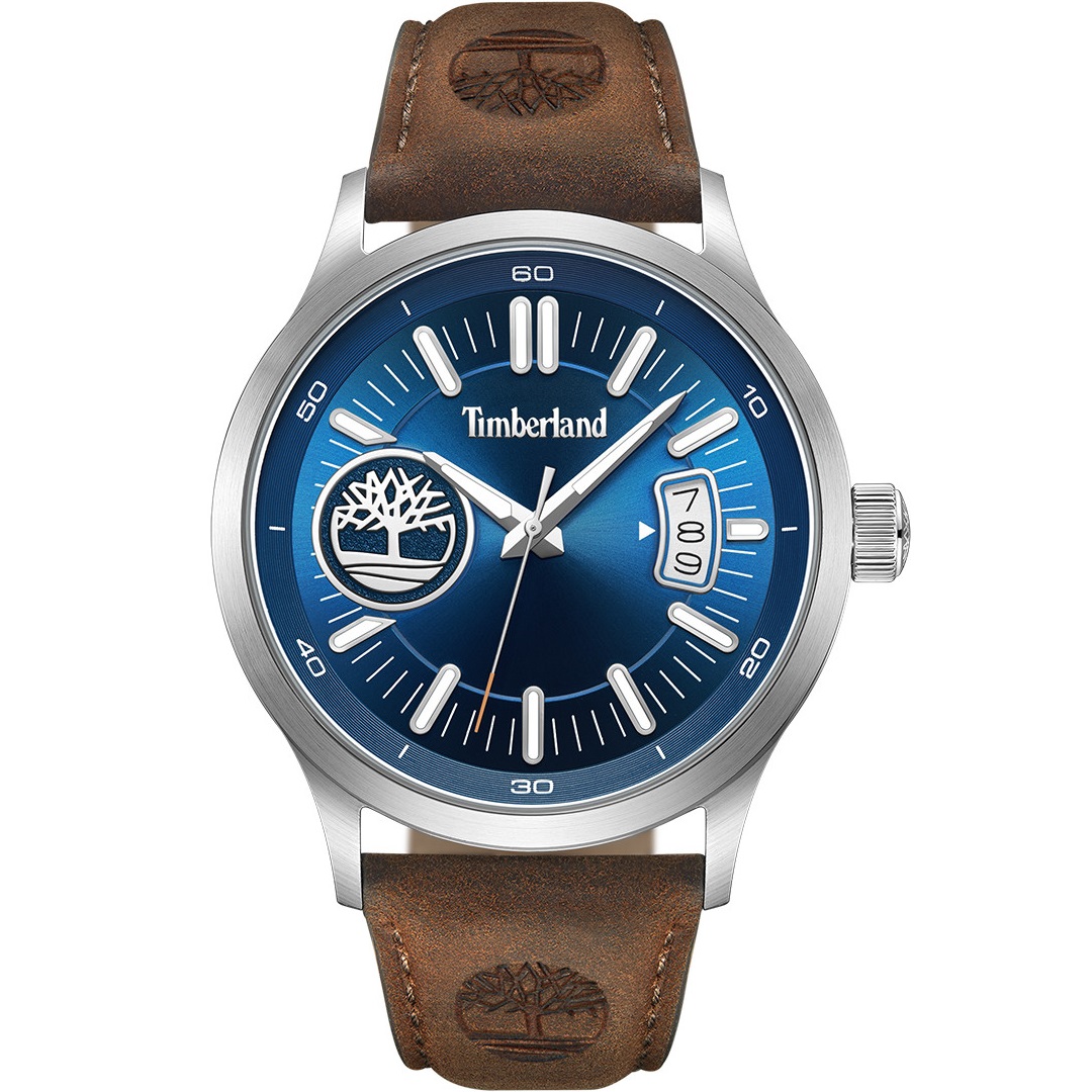 TIMBERLAND Trumbul Blue Dial 45mm Silver Stainless Steel Brown Leather Strap TDWGB0041005 - 