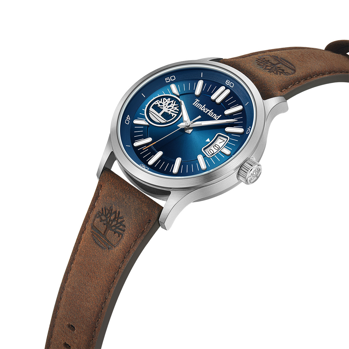 TIMBERLAND Trumbul Blue Dial 45mm Silver Stainless Steel Brown Leather Strap TDWGB0041005 - 