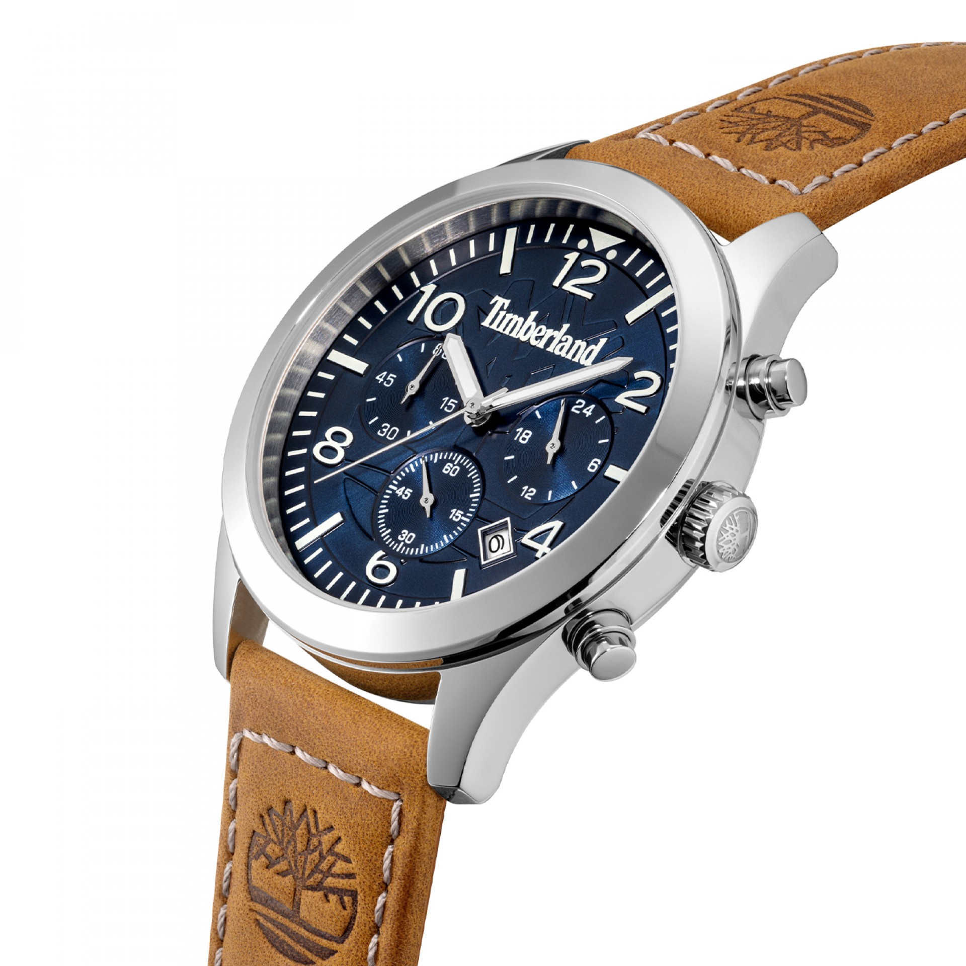 TIMBERLAND Killington Peak Chronograph Blue Dial 43mm Silver Stainless Steel Brown Leather Strap TDWGC0068801 - 