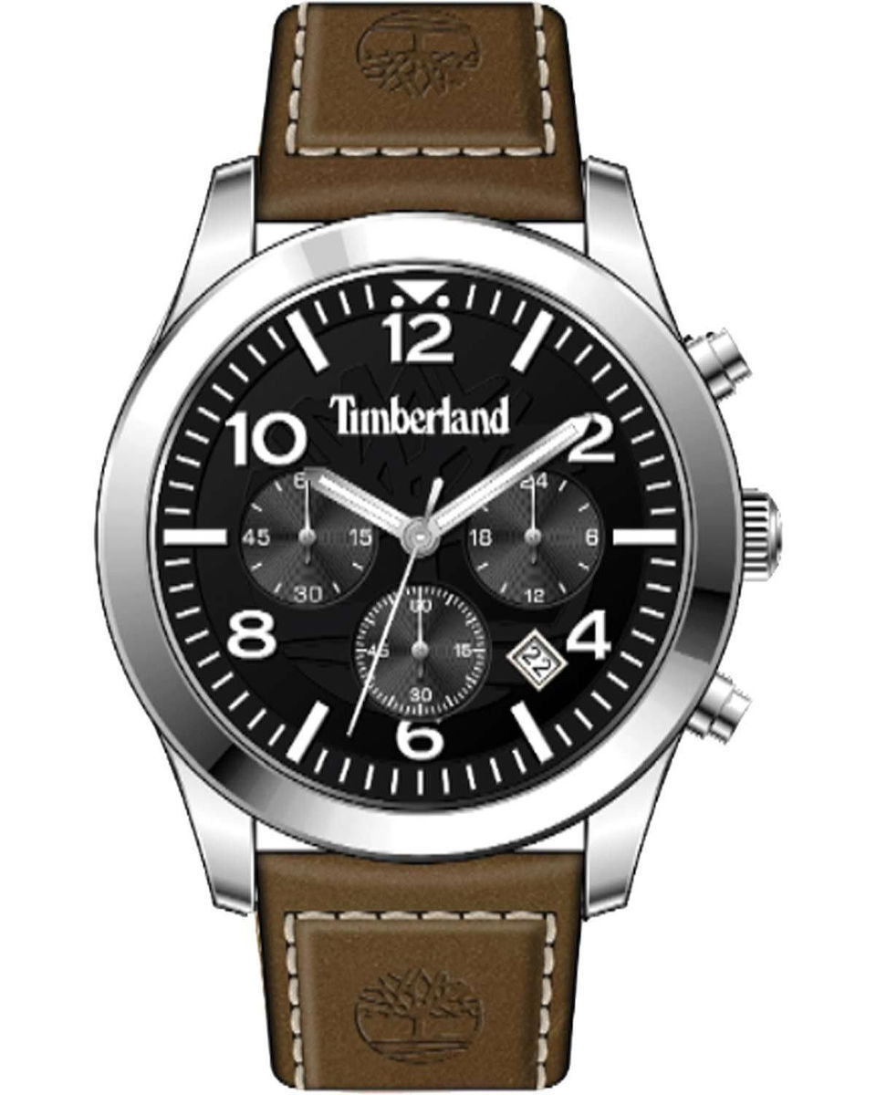 TIMBERLAND Killington Peak Chronograph Black Dial 43mm Silver Stainless Steel Brown Leather Strap TDWGC0068803 - 