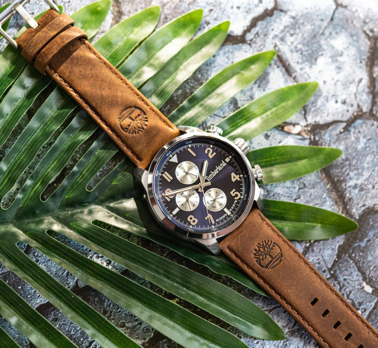 TIMBERLAND Henniker II Multifunction Blue Dial 46mm Silver Stainless Steel Brown Leather Strap TDWGF0009501 - 5