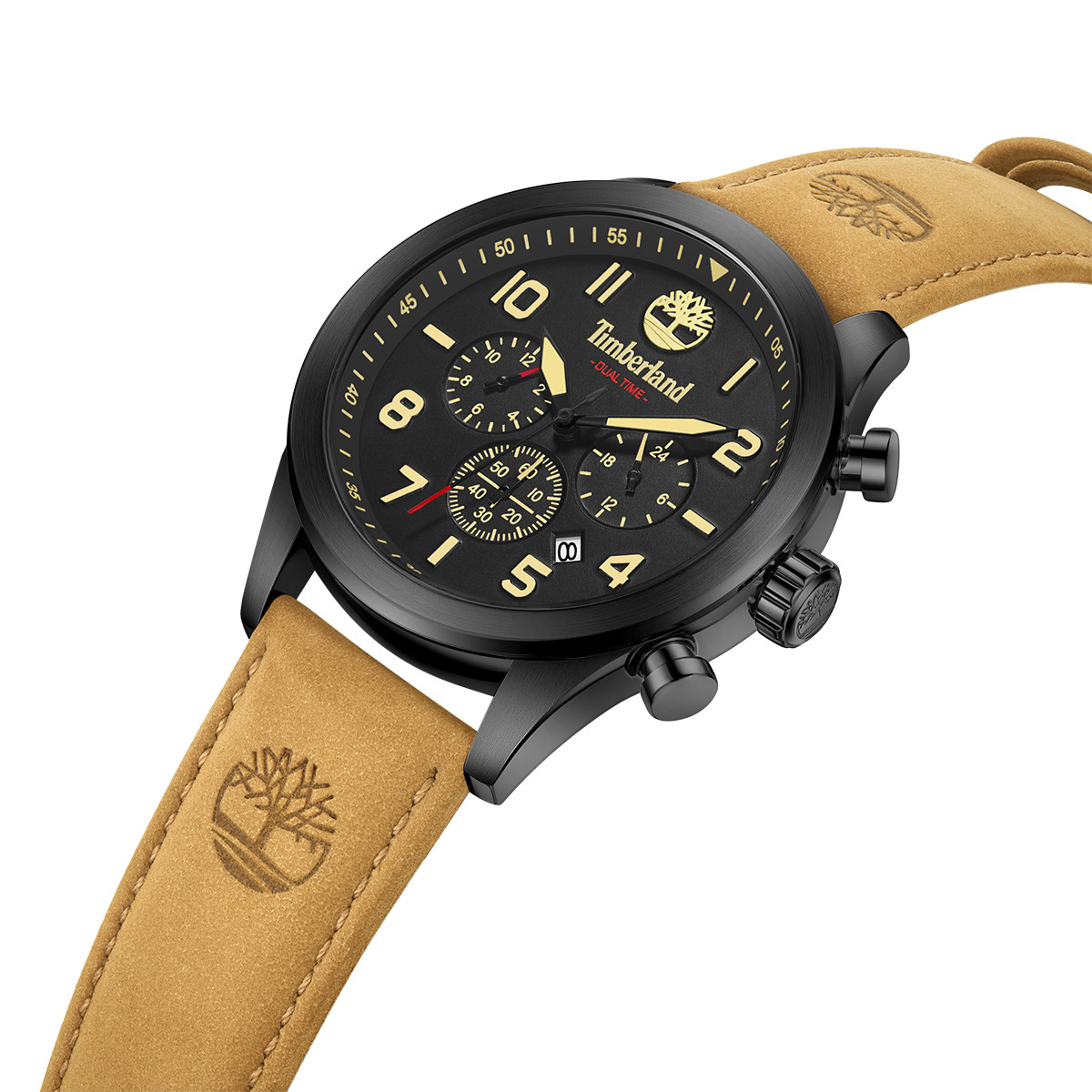 TIMBERLAND Ashmont Dual-Time Multifunction 46mm Black Stainless Steel Brown Leather Strap TDWGF0009701 - 3