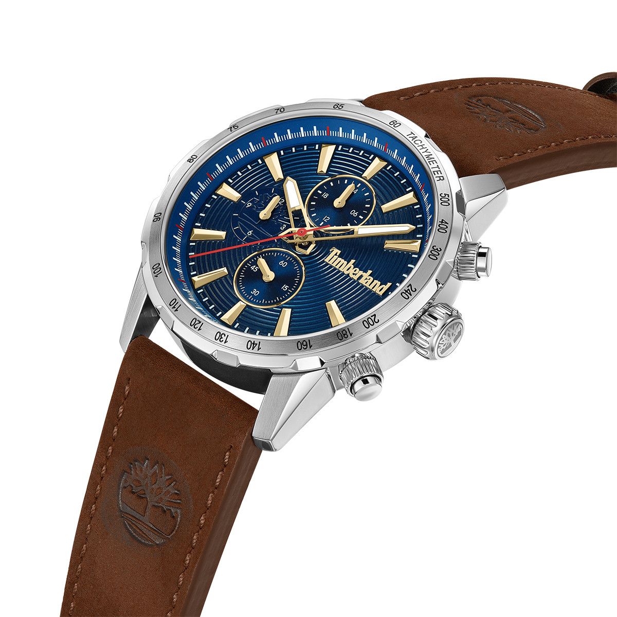 TIMBERLAND Kennebunk Dual Time Blue Dial 46mm Silver Stainless Steel Brown Leather Strap TDWGF0041501 - 3
