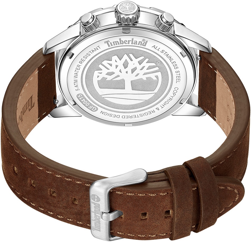 TIMBERLAND Kennebunk Dual Time Blue Dial 46mm Silver Stainless Steel Brown Leather Strap TDWGF0041501 - 4