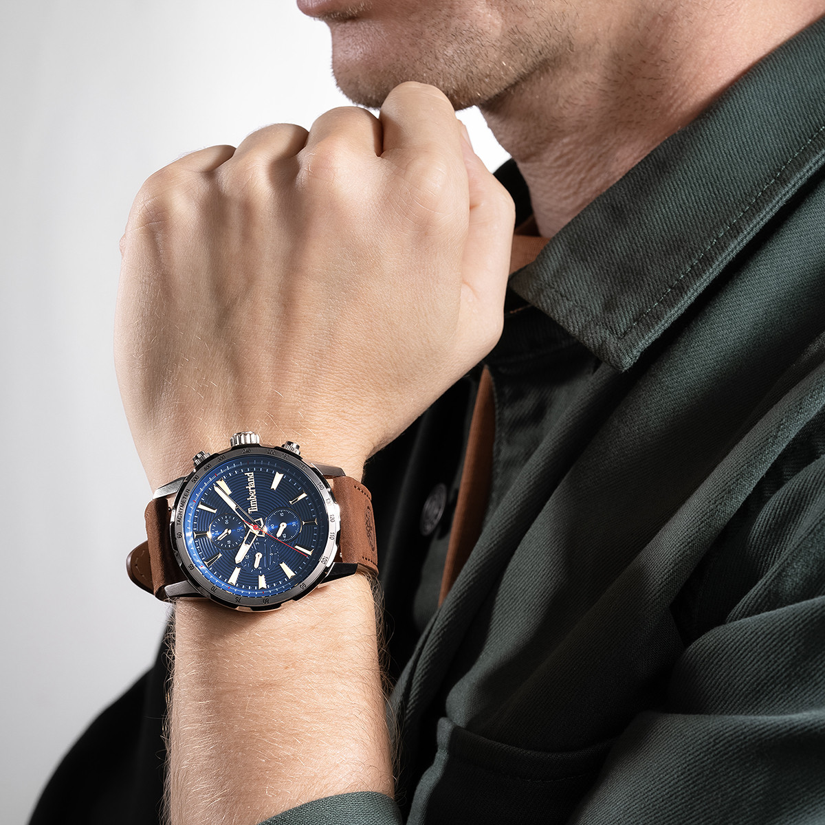 TIMBERLAND Kennebunk Dual Time Blue Dial 46mm Silver Stainless Steel Brown Leather Strap TDWGF0041501 - 2