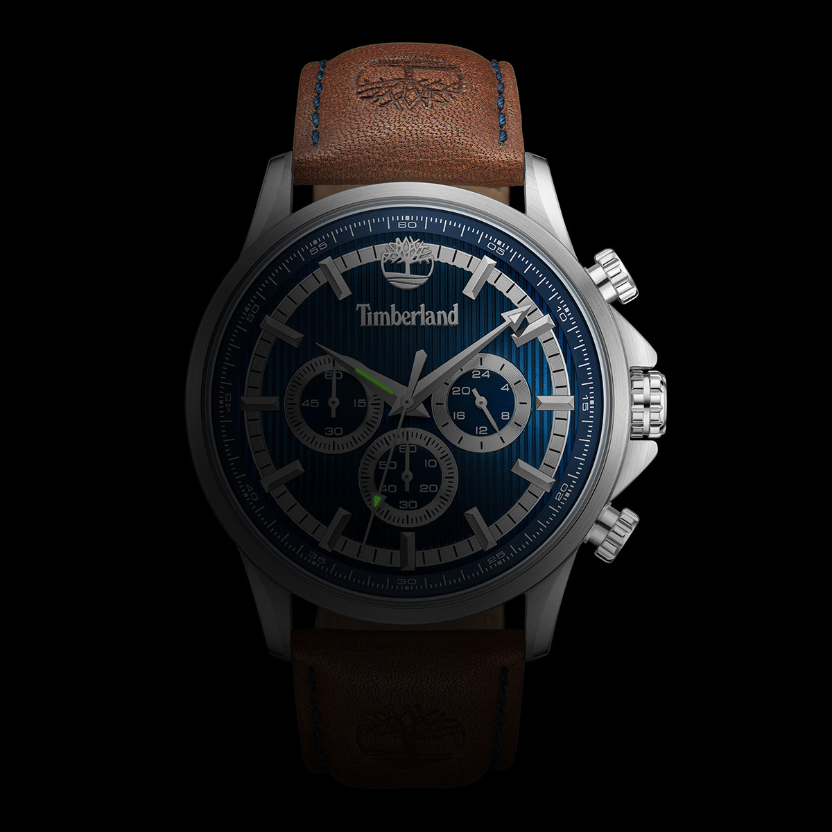 TIMBERLAND Bernardston Chronograph Blue Dial 45mm Silver Stainless Steel Brown Leather Strap TDWGF0054602 - 5