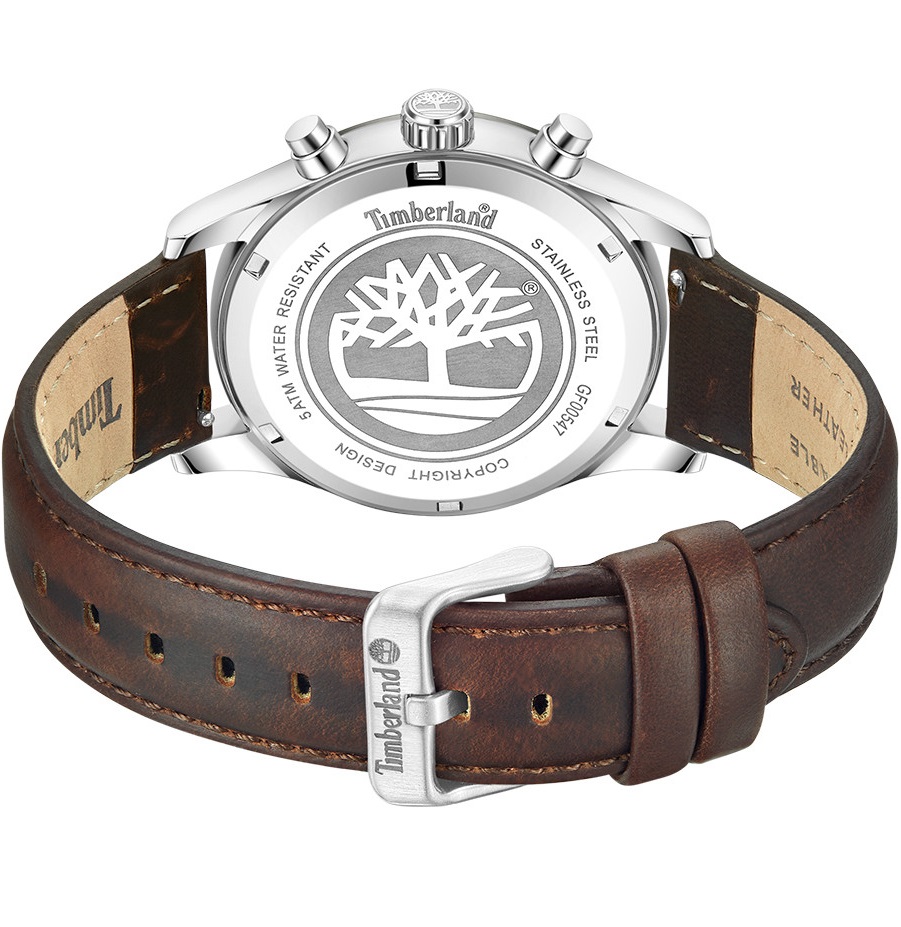 TIMBERLAND Ashmont Multifunction Green Dial 44mm Silver Stainless Steel Brown Leather Strap TDWGF0054702 - 4