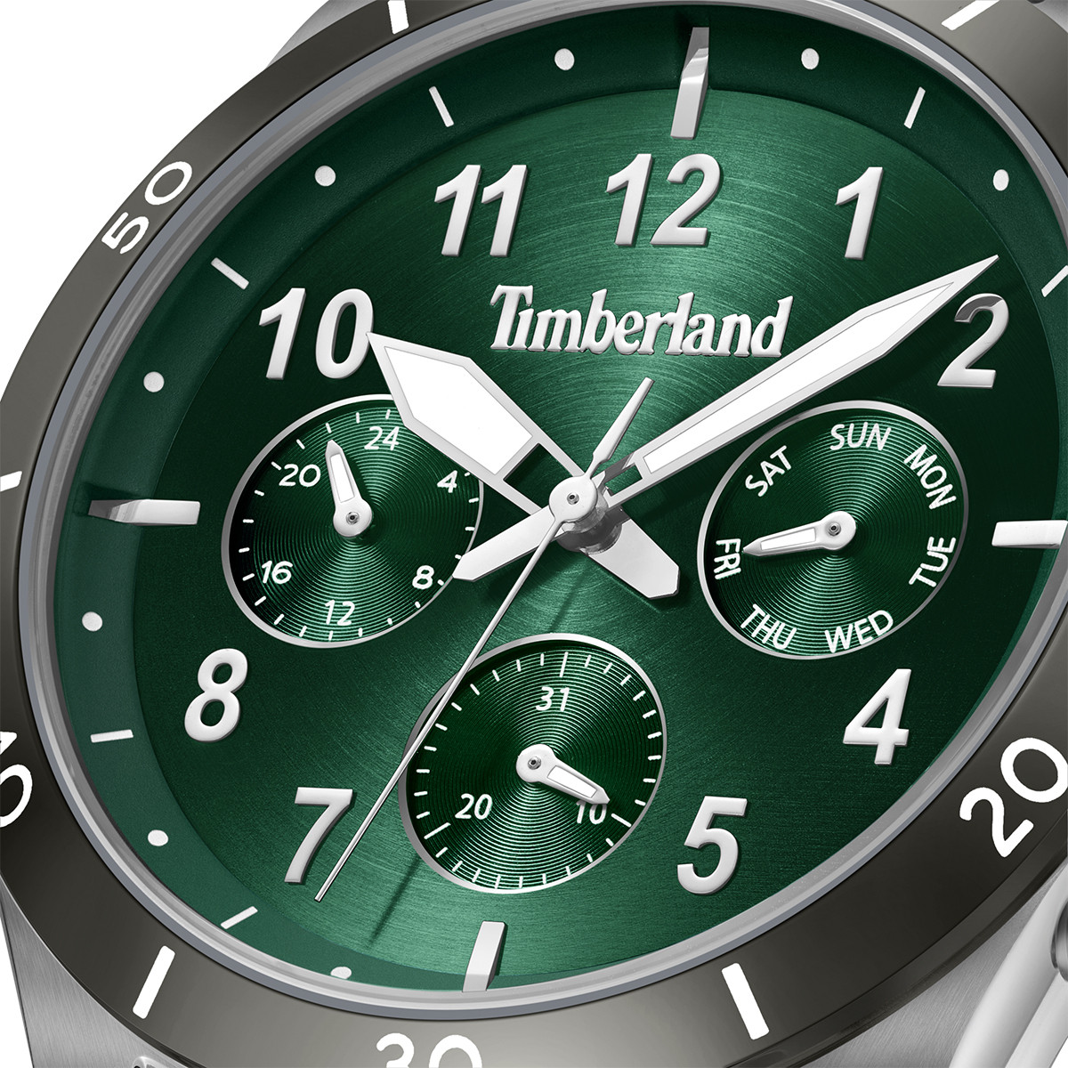 TIMBERLAND Ashmont Multifunction Green Dial 44mm Silver Stainless Steel Brown Leather Strap TDWGF0054702 - 3