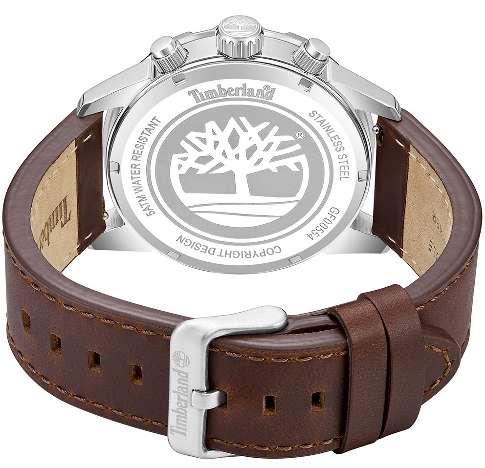 TIMBERLAND Campton Multifunction Blue Dial 44mm Silver Stainless Steel Brown Leather Strap TDWGF0055401 - 4