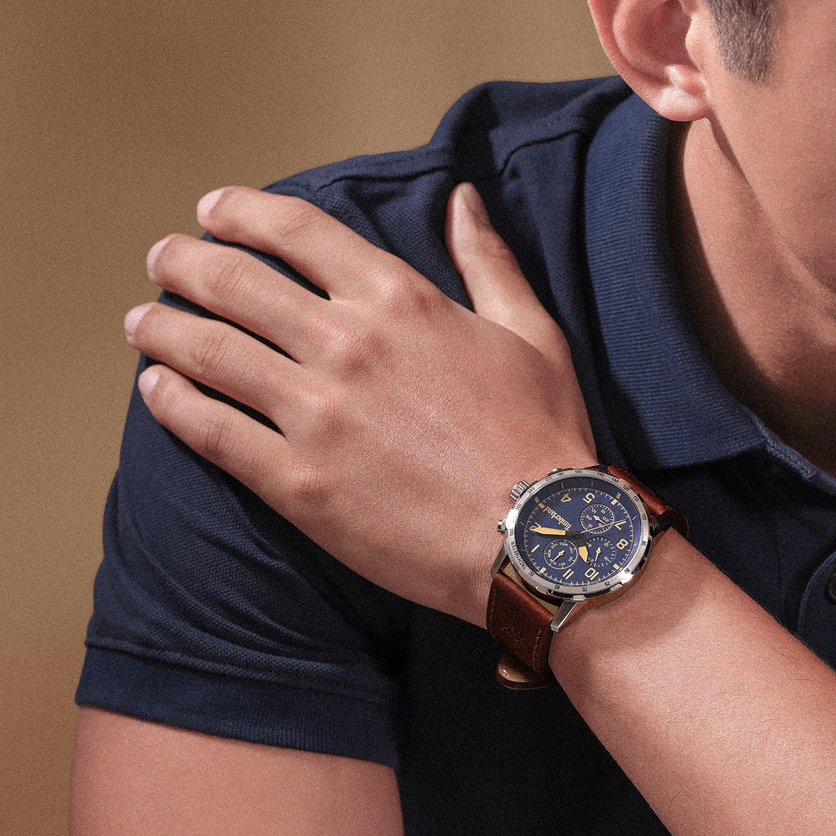 TIMBERLAND Campton Multifunction Blue Dial 44mm Silver Stainless Steel Brown Leather Strap TDWGF0055401 - 5