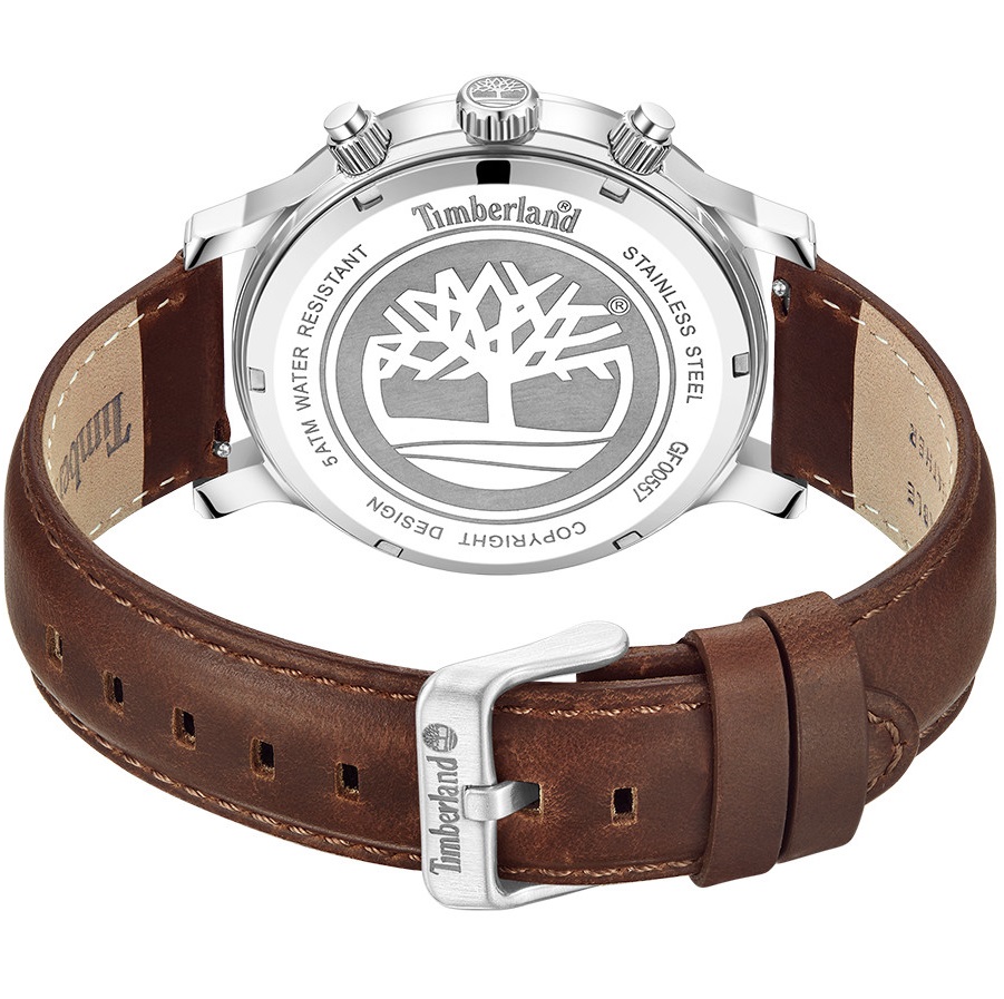 TIMBERLAND Driscoll Chronograph Blue Dial 46mm Silver Stainless Steel Brown Leather Strap TDWGF0055702 - 4