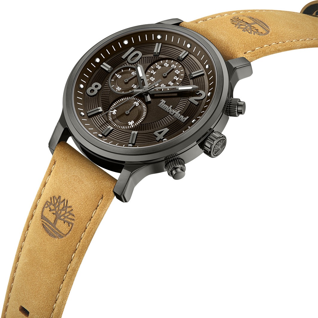 TIMBERLAND Driscoll Chronograph Brown Dial 46mm Anthracite Stainless Steel Brown Leather Strap TDWGF0055703 - 