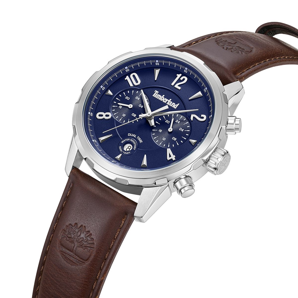 TIMBERLAND Newkirk Multifunction Blue Dial 46mm Silver Stainless Steel Brown Leather Strap TDWGF0082903 - 3