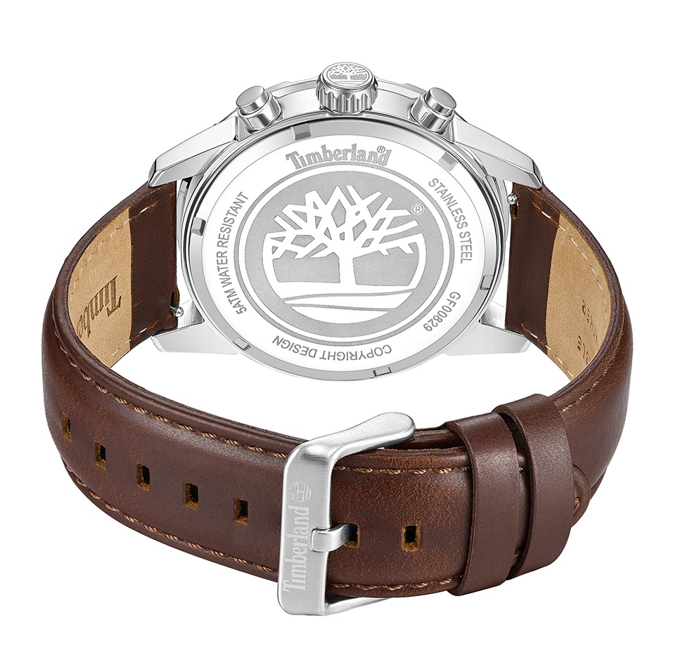 TIMBERLAND Newkirk Multifunction Blue Dial 46mm Silver Stainless Steel Brown Leather Strap TDWGF0082903 - 4