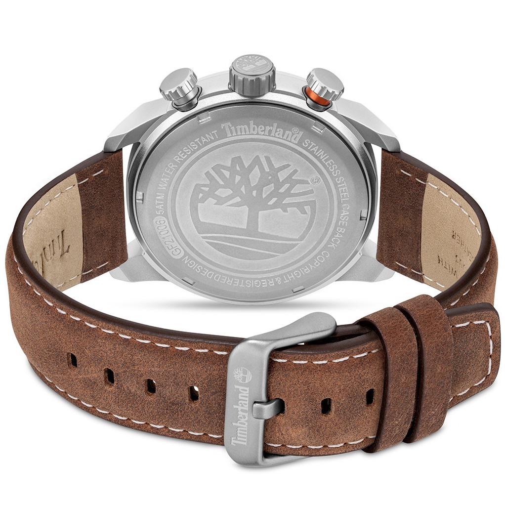 TIMBERLAND Henniker III Multifunction Blue Dial 46mm Silver Stainless Steel Brown Leather Strap TDWGH2100606 - 4