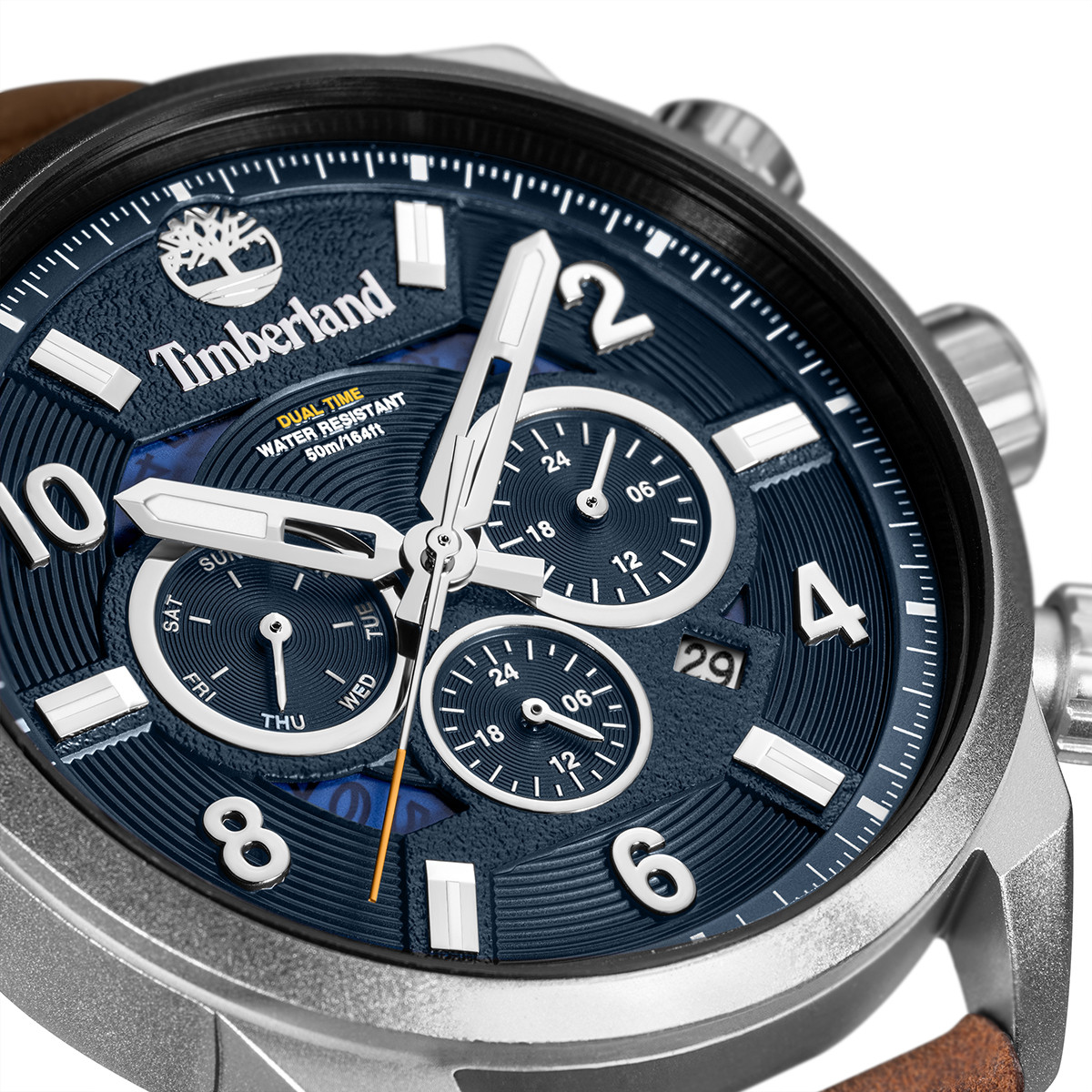 TIMBERLAND Henniker III Multifunction Blue Dial 46mm Silver Stainless Steel Brown Leather Strap TDWGH2100606 - 