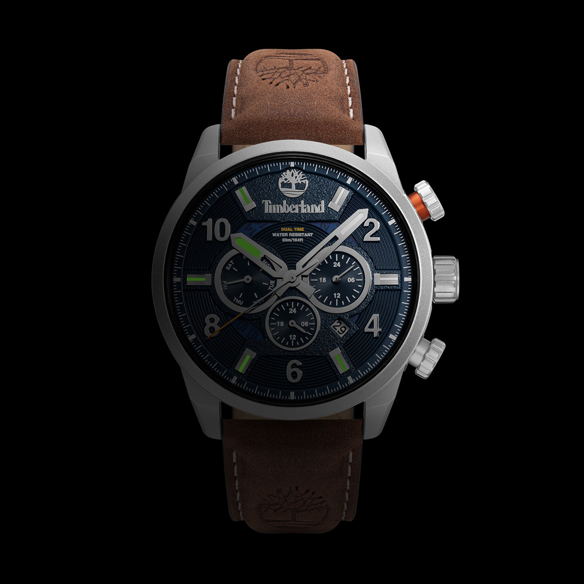 TIMBERLAND Henniker III Multifunction Blue Dial 46mm Silver Stainless Steel Brown Leather Strap TDWGH2100606 - 5