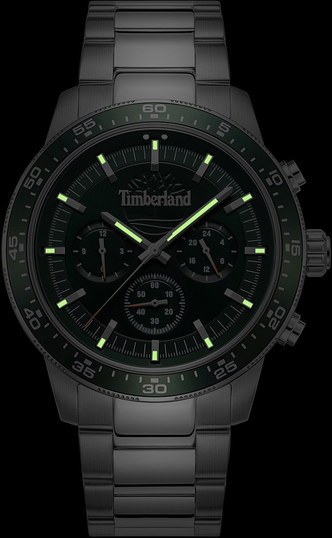 TIMBERLAND Parkman Multifunction Green 44mm Silver Stainless Steel Bracelet TDWGK0041301 - 