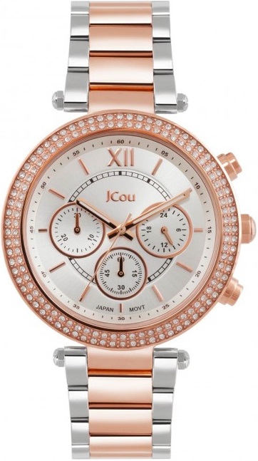 JCOU Lady D Chronograph 40mm Two-Tone Silver &Rose Gold Stainless Steel Bracelet JU16017-6 - 