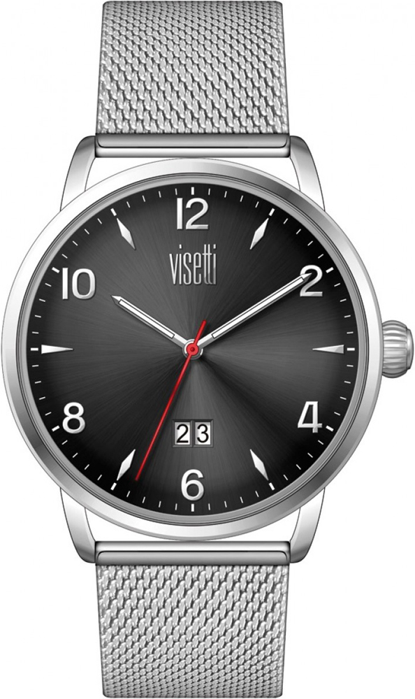 Visetti Urban Legend Three Hands 43mm Silver Stainless Steel Mesh Bracelet TI-678SB - 