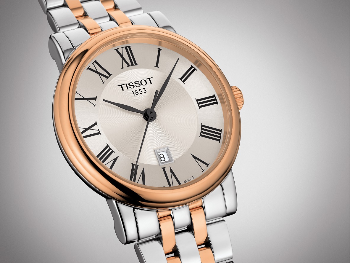 TISSOT Carson Silver Dial 30mm Two Tone Rose Gold Stainless Steel Bracelet T122.210.22.033.01 - 3