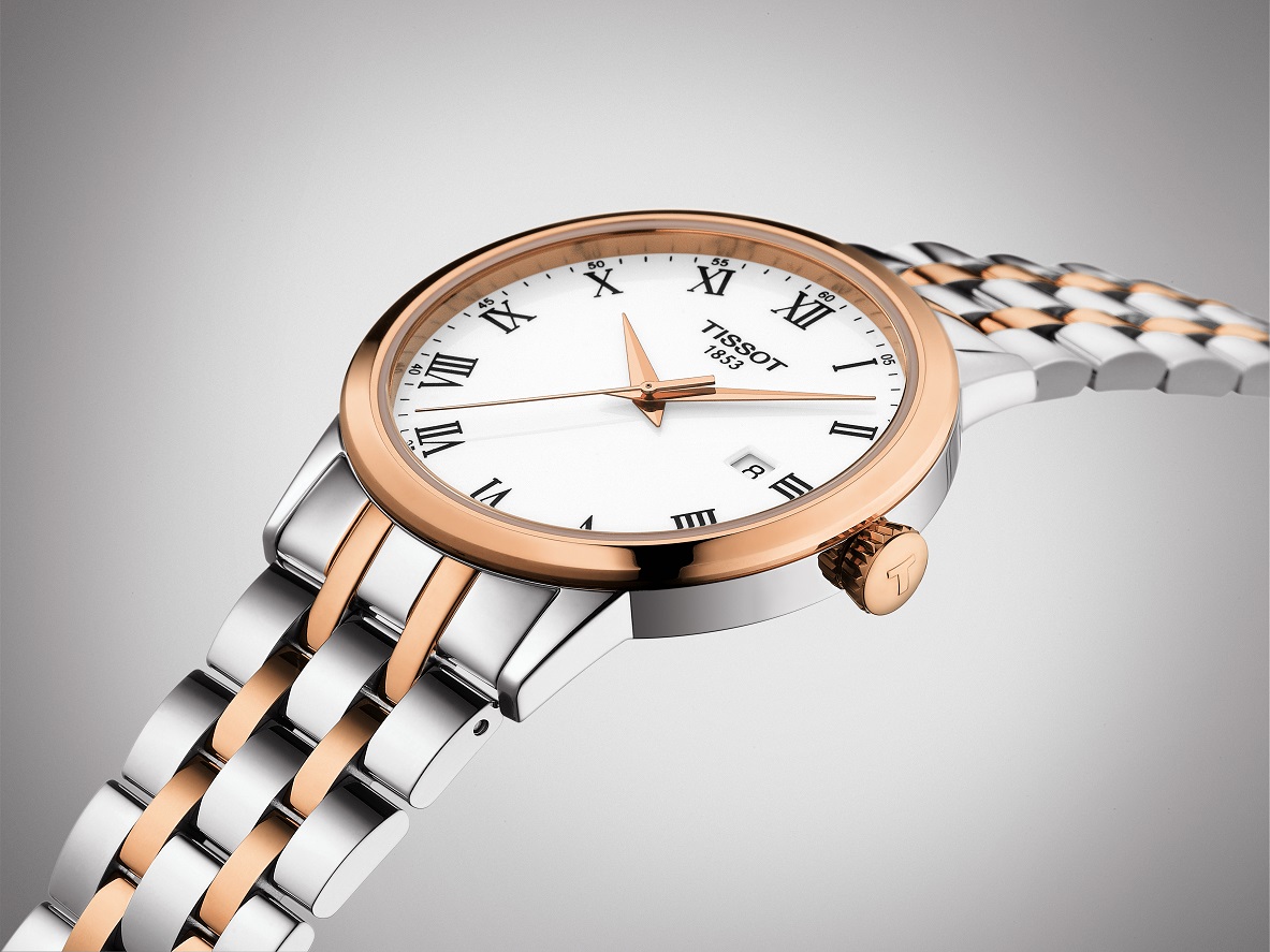 TISSOT Classic Dream White Dial 42mm Two Tone Rose Gold Stainless Steel Bracelet T129.410.22.013.00 - 4