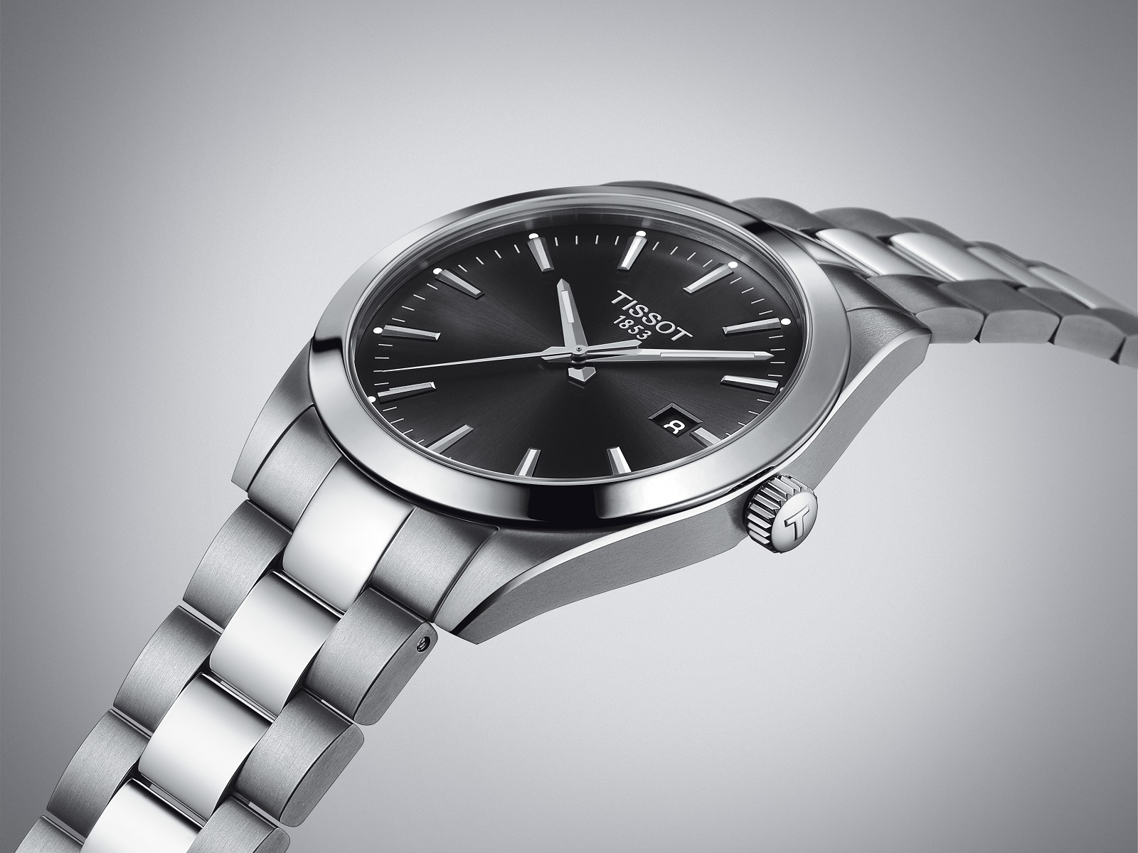 TISSOT Gentleman Black Dial 40mm Silver Stainless Steel Bracelet T127.410.11.051.00 - 4