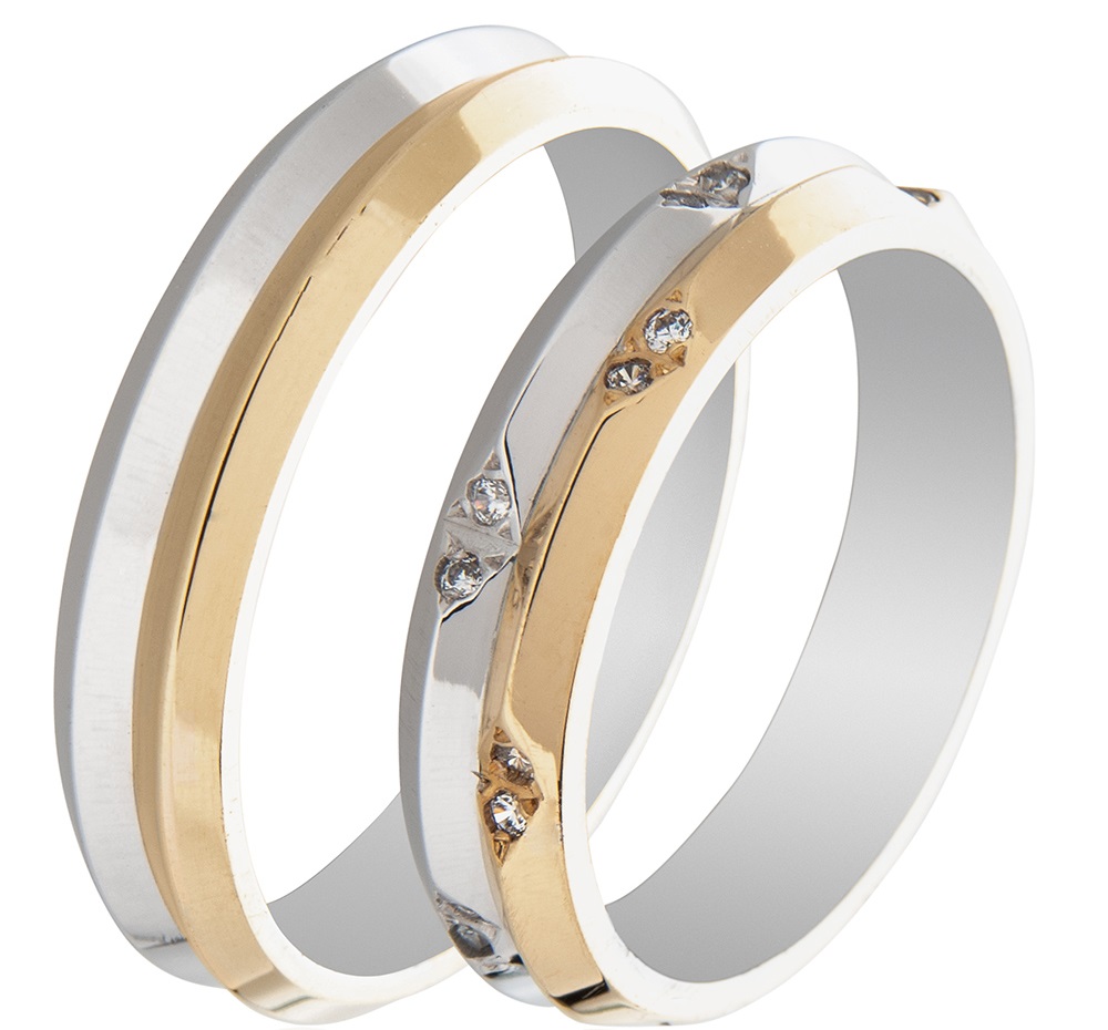 MASCHIO FEMMINA Famous In Love Collection Βέρες Λευκό και Κίτρινο  Χρυσό TMF-101 - Κίτρινο & Λευκό Χρυσό