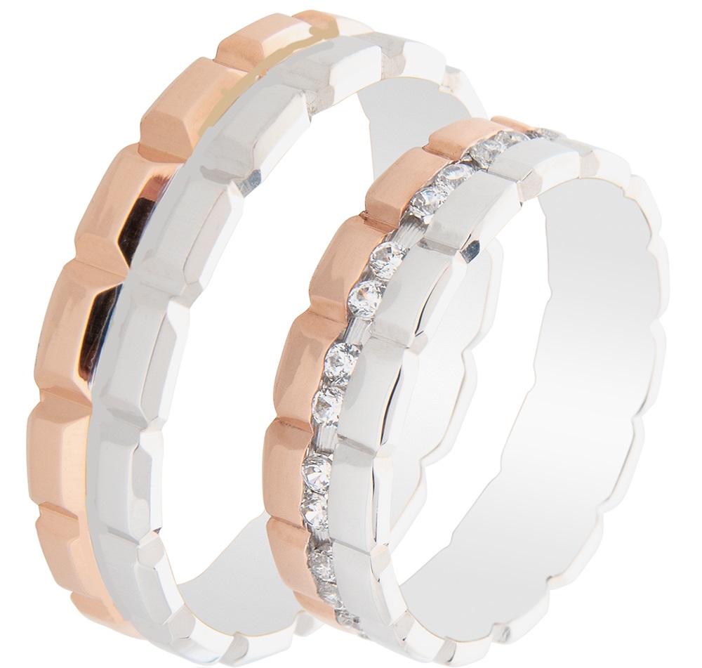 MASCHIO FEMMINA Famous In Love Collection Wedding Rings Rose and White Gold TMF-102