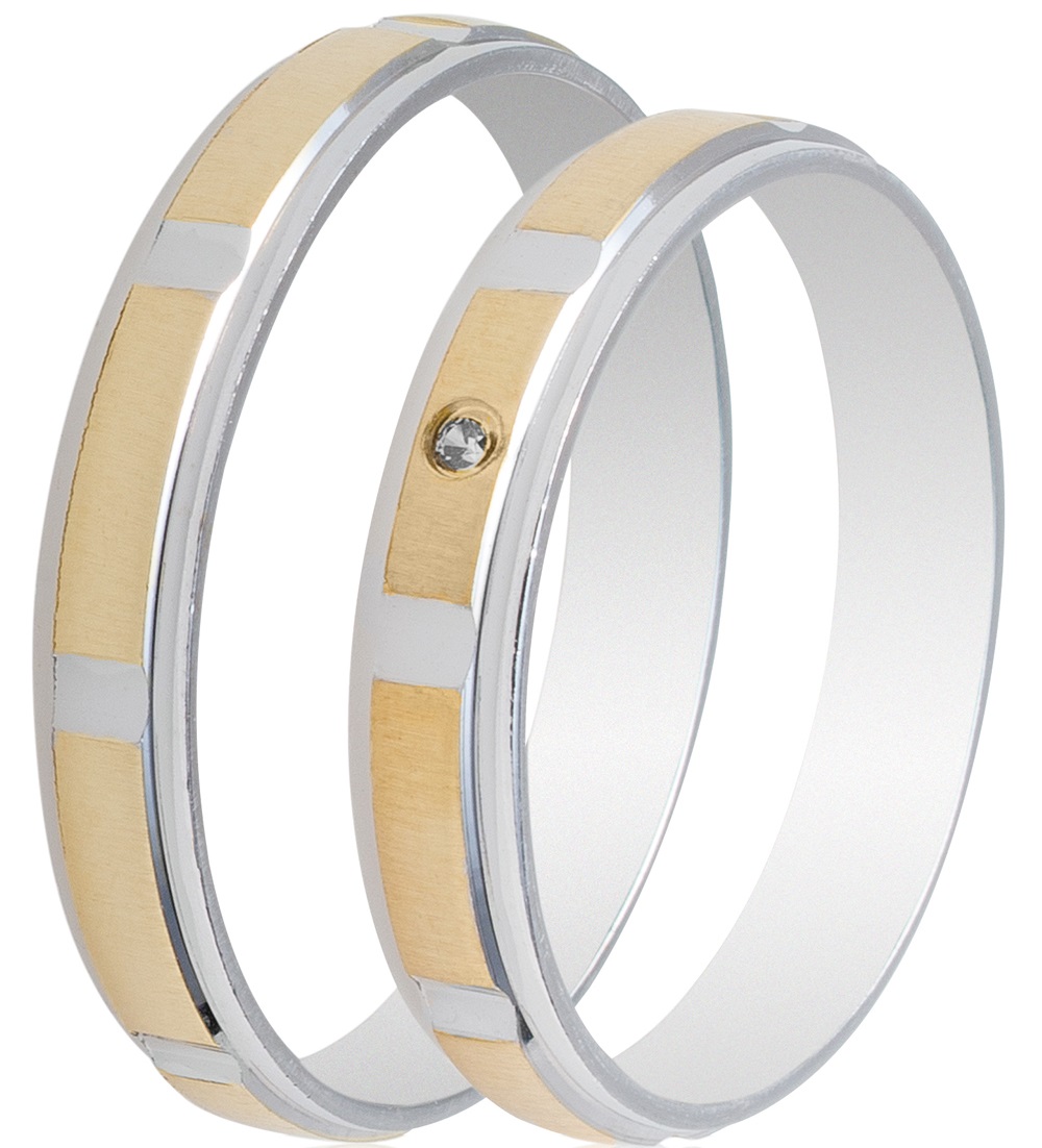 MASCHIO FEMMINA Celebrity Plus Collection Wedding Rings White and Yellow Gold TMF-25